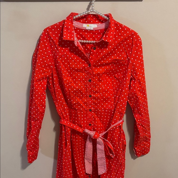Boden Posy Shirt Dress Red and White Polka Dot size 10L - Picture 3 of 9